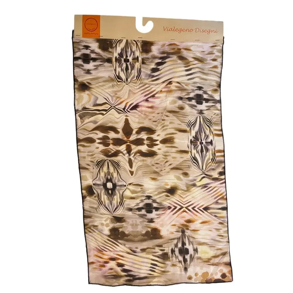 One of a Kind Silk Scarf Manufacture Sample - Brown - Vialegeno Disegni